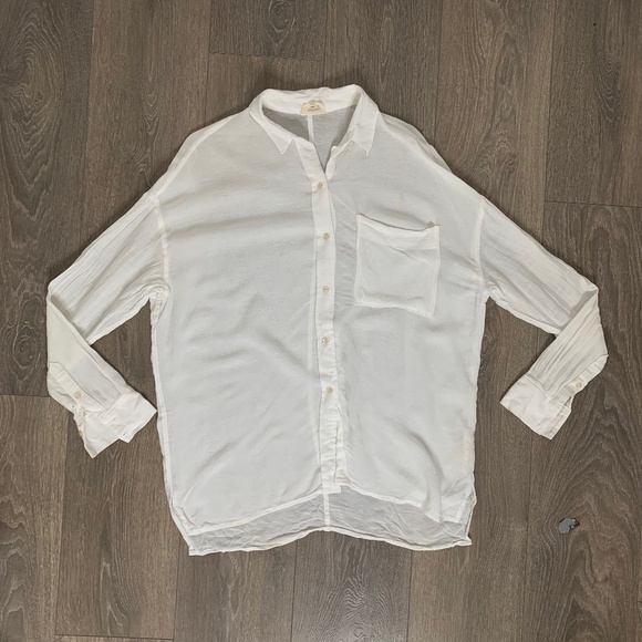 Aritzia Wilfred Free Button Down Shirt Dress Tunic Linen Blend White Size XXS - Picture 5 of 7